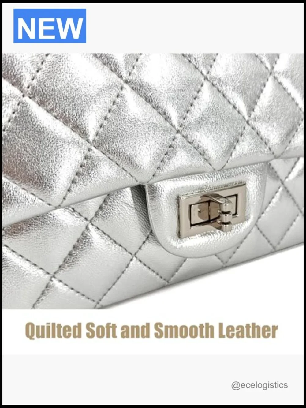 Quilted Genuine Leather Mini Satchel Crossbody with Chain Strap